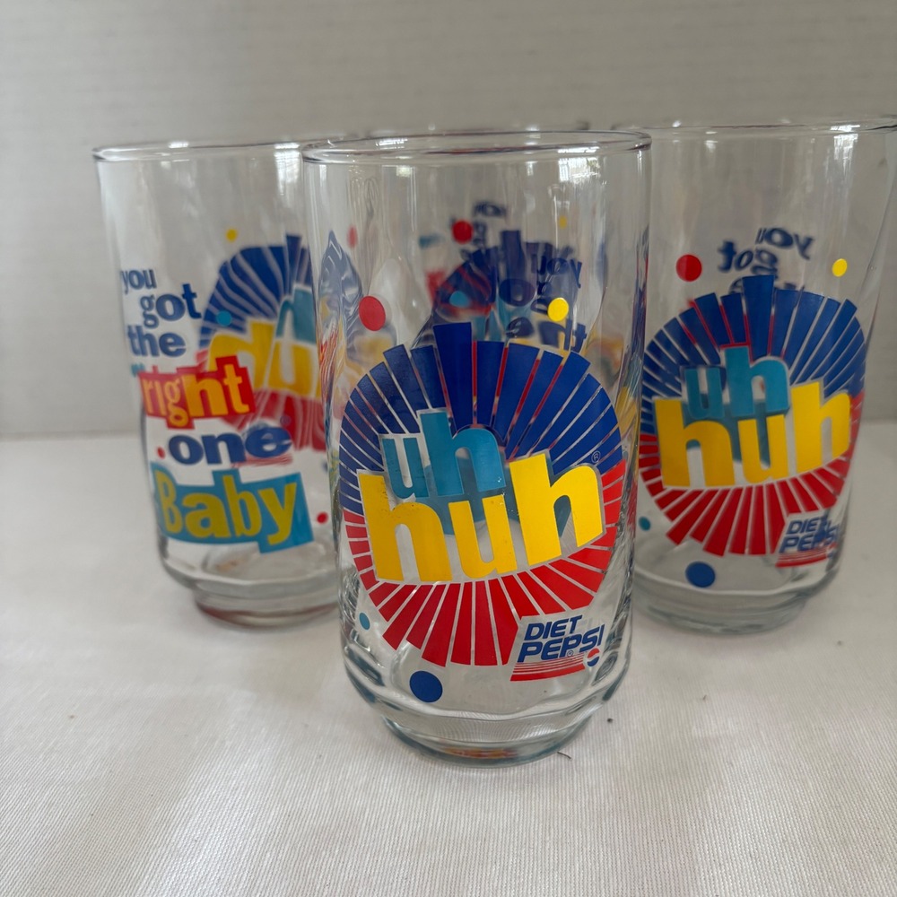 Vintage Diet Pepsi Uh-Huh Ray Charles Glass Set You Got The Right One Baby 3pc